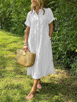 Women's Vertical Striped Button-Down Maxi Dress