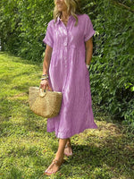Women's Vertical Striped Button-Down Maxi Dress