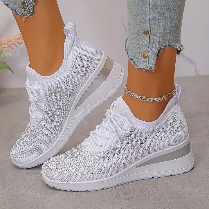 Women's Wedge Sole Lace Up Sneakers