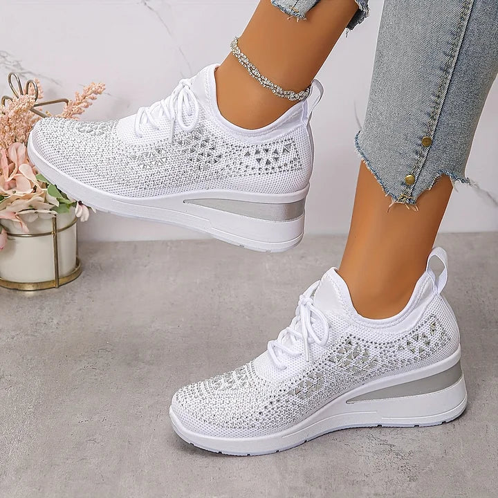 Women's Wedge Sole Lace Up Sneakers