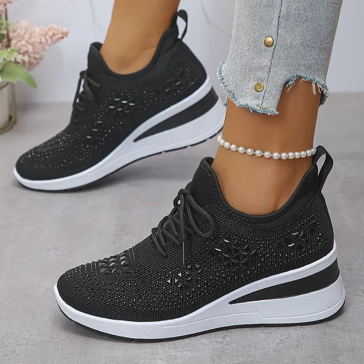 Women's Wedge Sole Lace Up Sneakers
