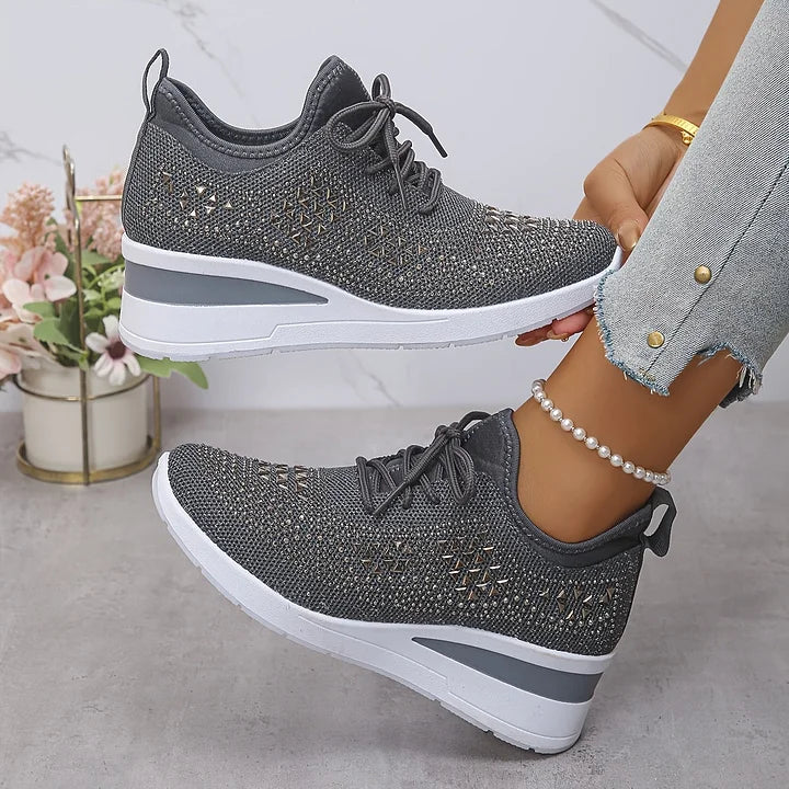Women's Wedge Sole Lace Up Sneakers
