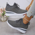Women's Wedge Sole Lace Up Sneakers