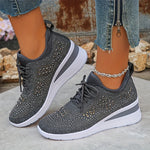 Women's Wedge Sole Lace Up Sneakers