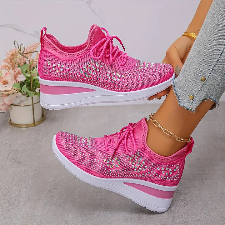 Women's Wedge Sole Lace Up Sneakers
