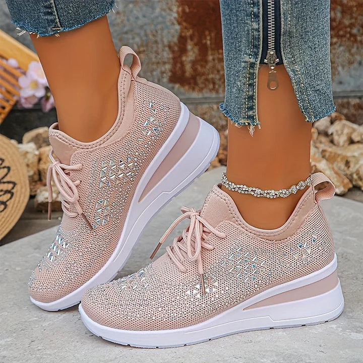 Women's Wedge Sole Lace Up Sneakers