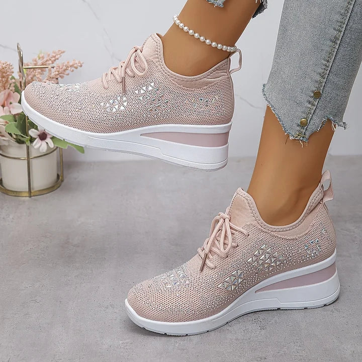 Women's Wedge Sole Lace Up Sneakers
