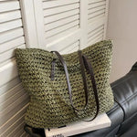 Women’s Woven Straw Look Large Shoulder Tote Bag