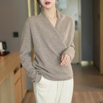 Women’s Wrap Front V-Neck Long Sleeve Sweater