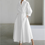 Women's Wrap Long Sleeve Shirt Maxi Dress