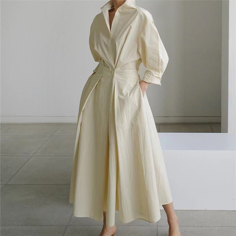 Women's Wrap Long Sleeve Shirt Maxi Dress