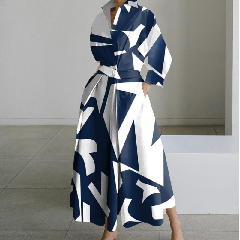 Women's Wrap Long Sleeve Shirt Maxi Dress