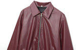 Women’s Zip Front Wide Collar Cropped Leather Look Jacket