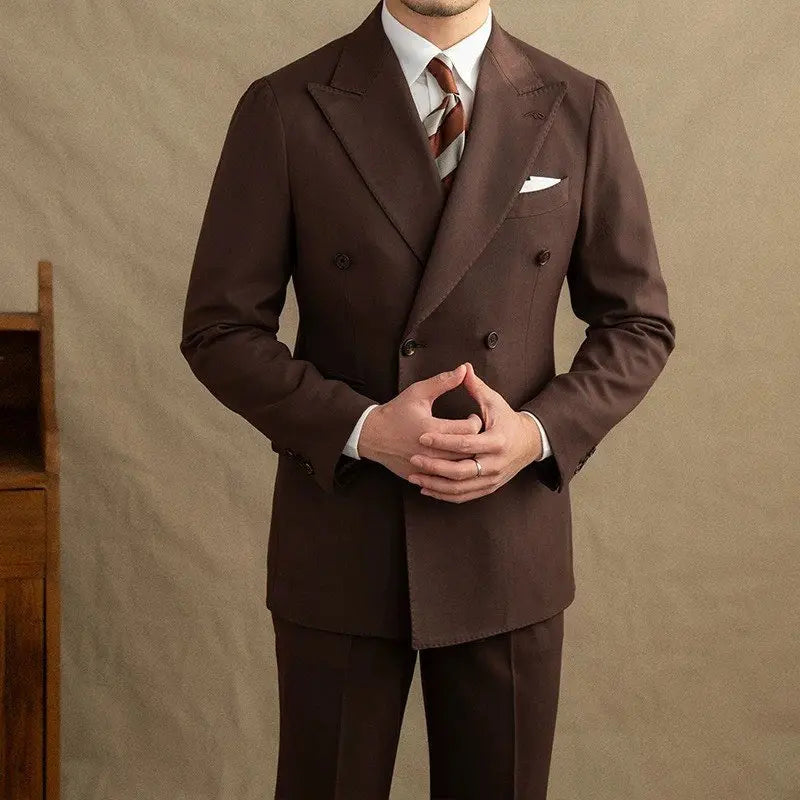 Men’s Double Breasted Peak Lapel Two Piece Formal Suit