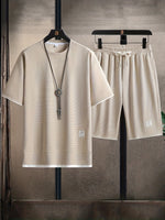 Men’s Short Sleeve T Shirt and Drawstring Shorts 2 Piece Lounge Set