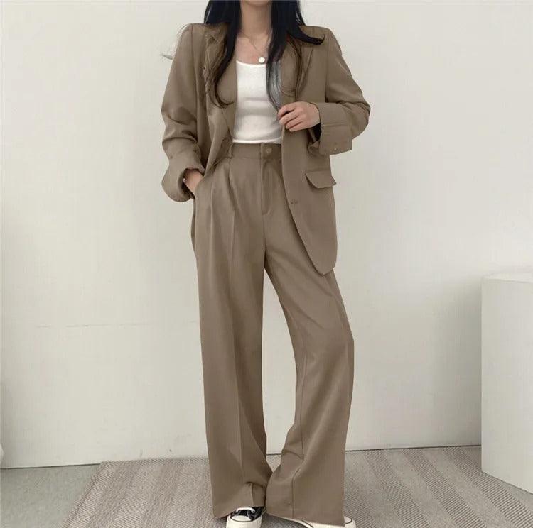 Women’s Notch Lapel Single Breasted Two Piece Suit Set
