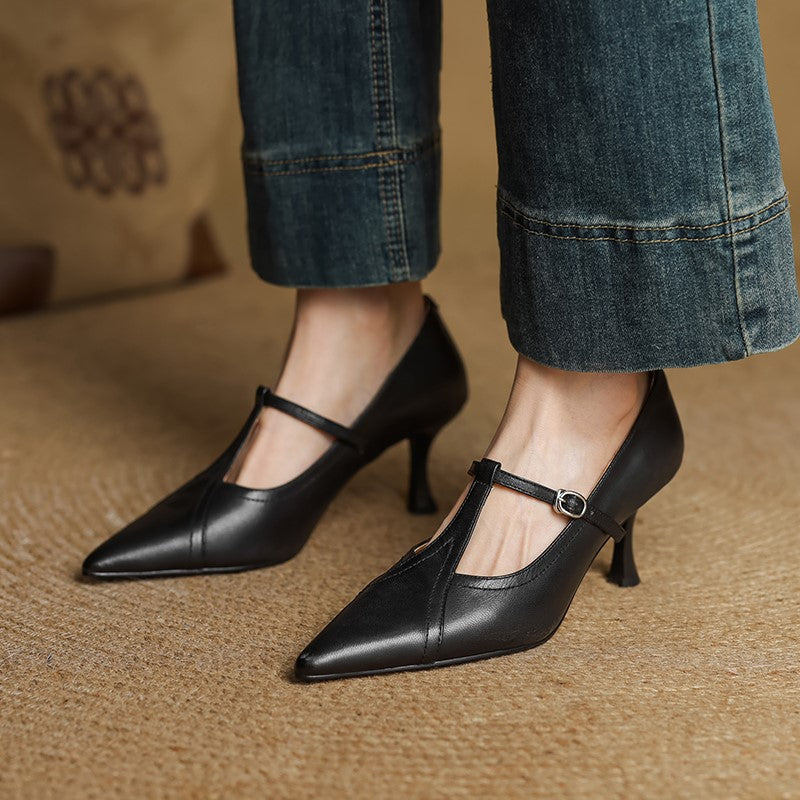 Women’s T-Strap Kitten Heel Pumps