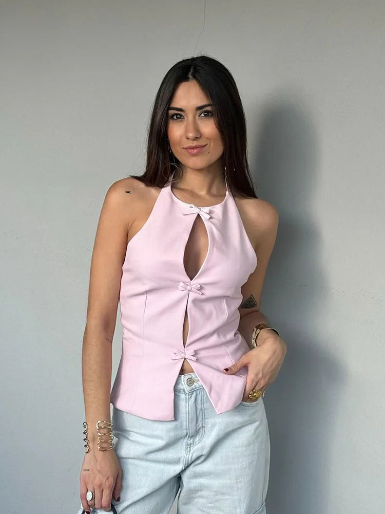 Women’s Halter Neck Cut-Out Sleeveless Top