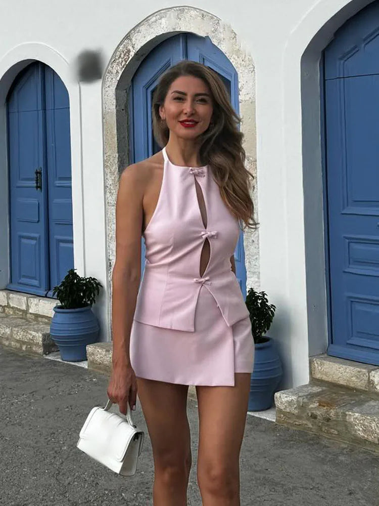 Women’s Halter Neck Cut-Out Sleeveless Top