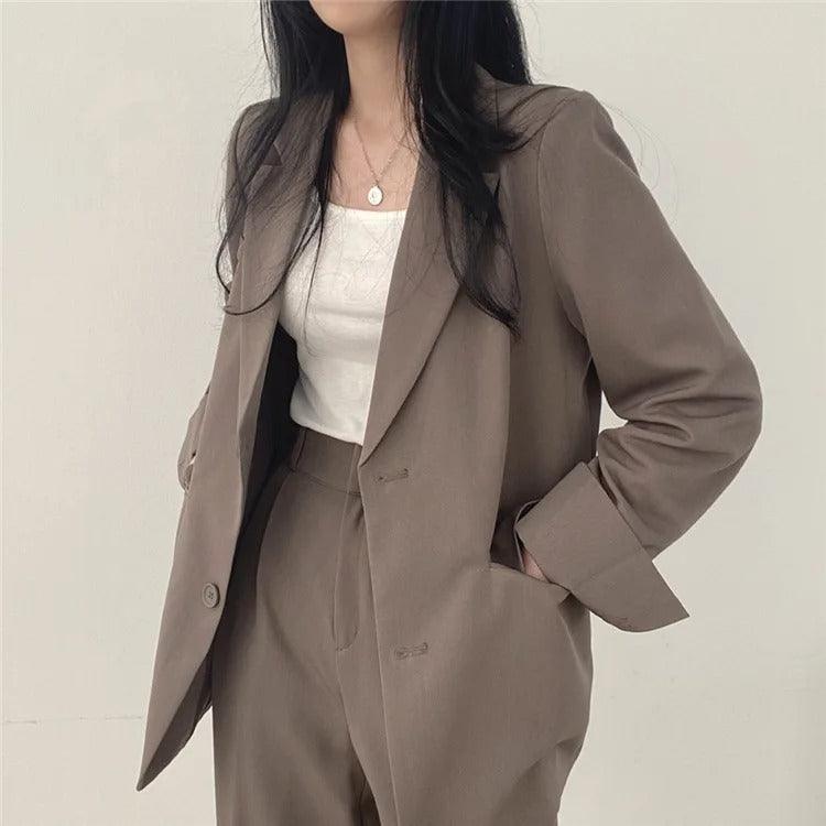 Women’s Notch Lapel Single Breasted Two Piece Suit Set