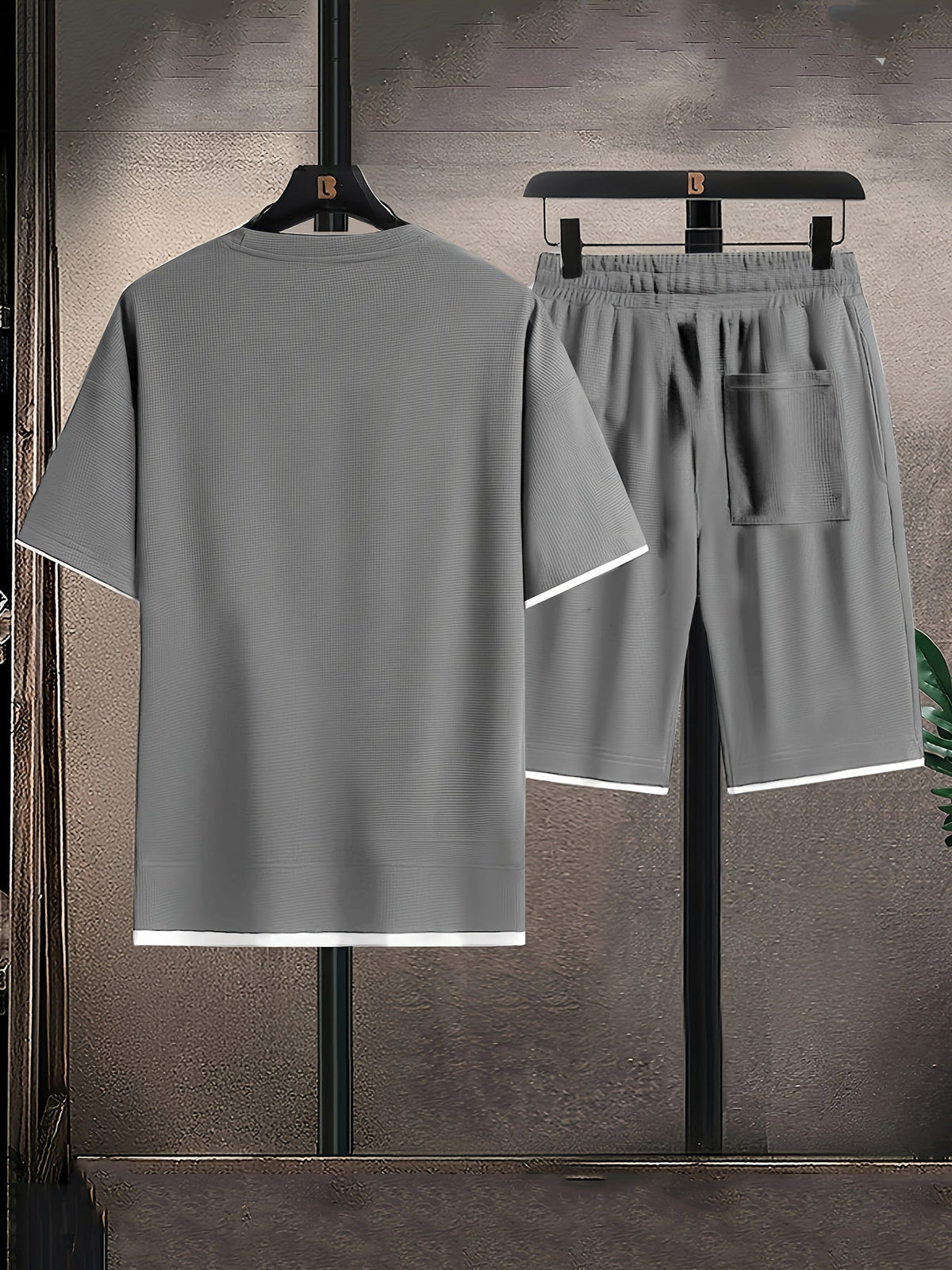 Men’s Short Sleeve T Shirt and Drawstring Shorts 2 Piece Lounge Set