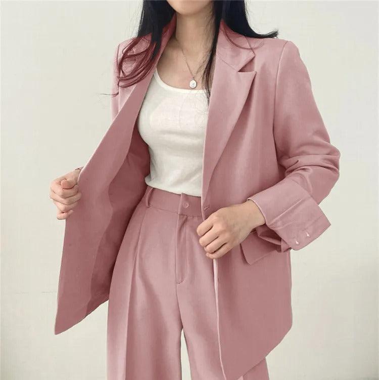Women’s Notch Lapel Single Breasted Two Piece Suit Set