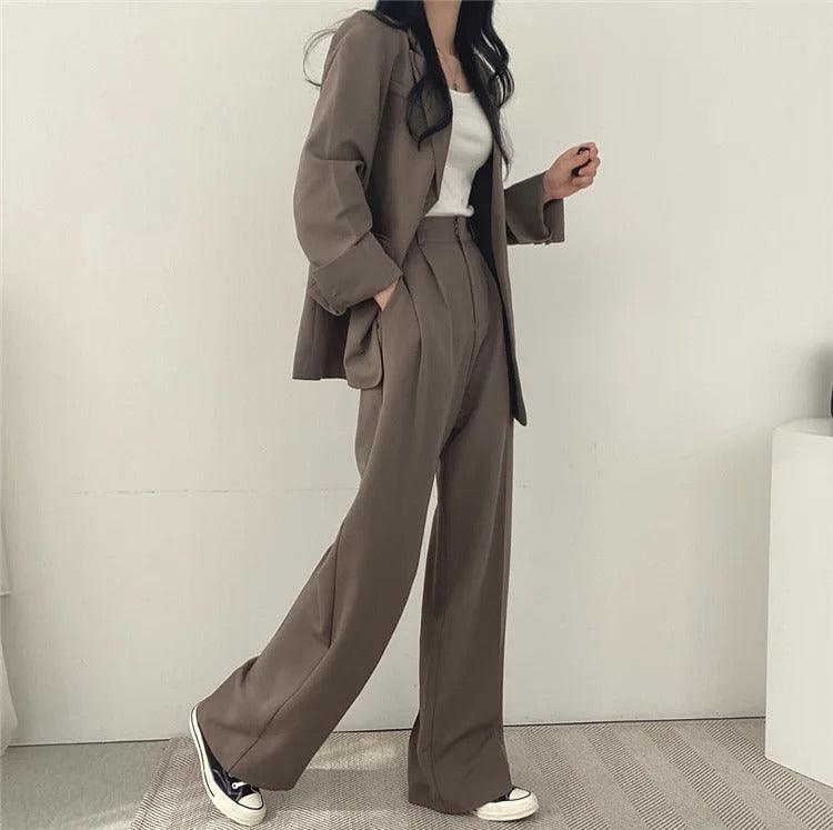 Women’s Notch Lapel Single Breasted Two Piece Suit Set