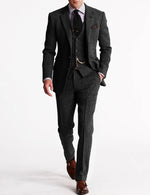Men’s Tailored Slim Fit Tweed 3-Piece Suit Set