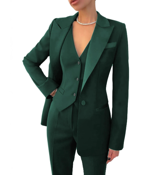 Women’s Three Piece Blazer Vest and Trouser Suit Set