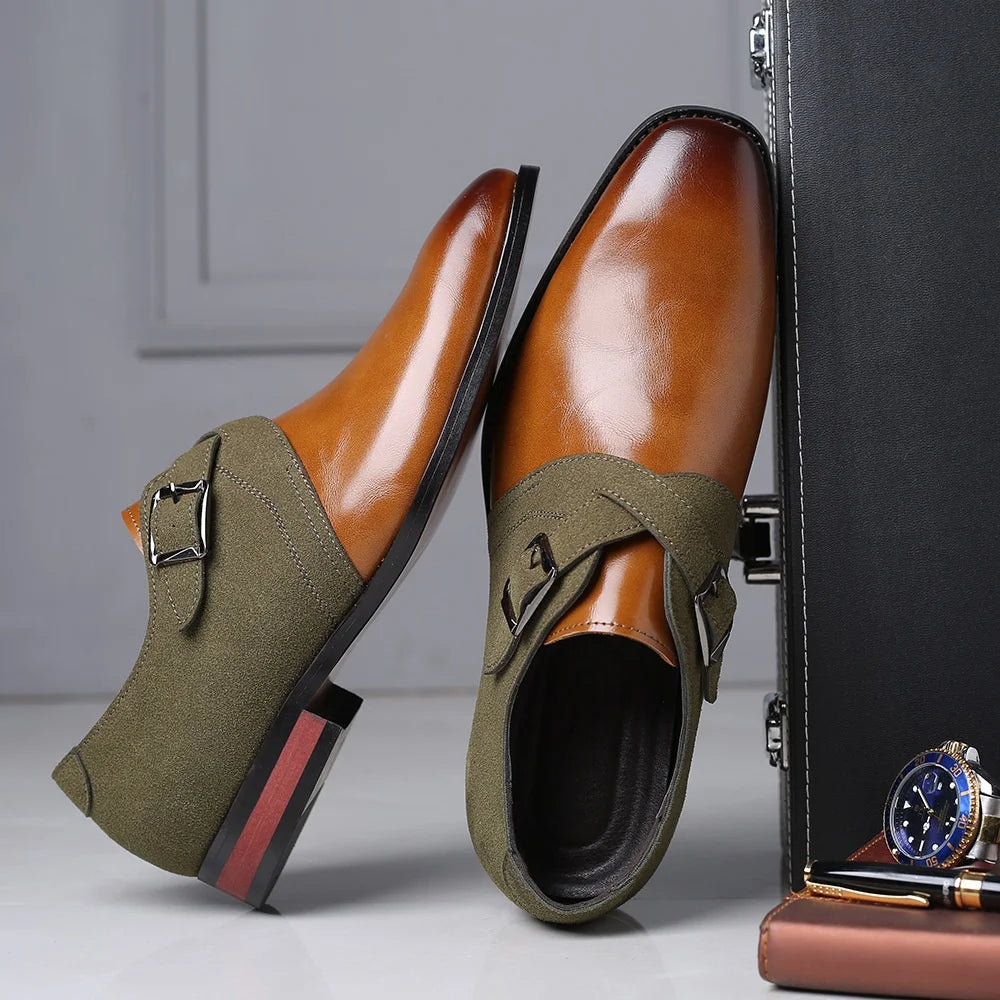 Men’s Closed-Toe Buckle Strap Dress Shoes