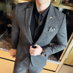 Men’s Notch Lapel Single Breasted Two Piece Check Suit