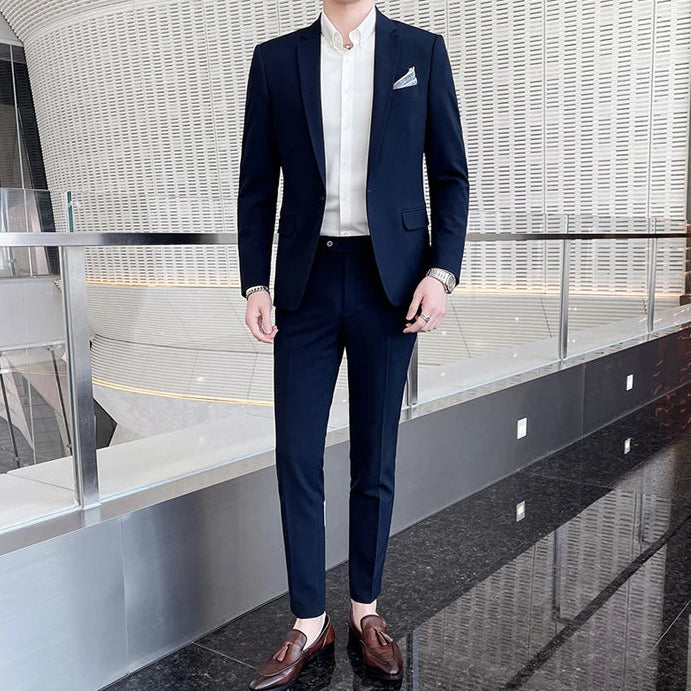 Men’s Notch Lapel Single Breasted Two Piece Formal Suit