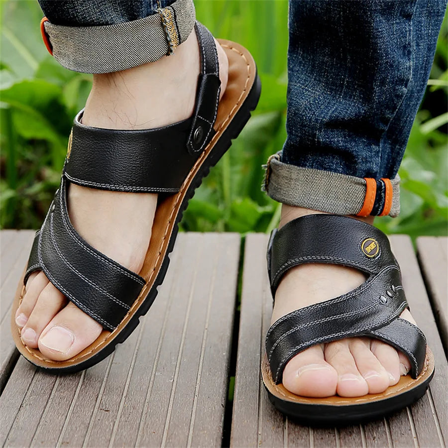 Men’s Open-Toe Adjustable Strap Flat Sandals