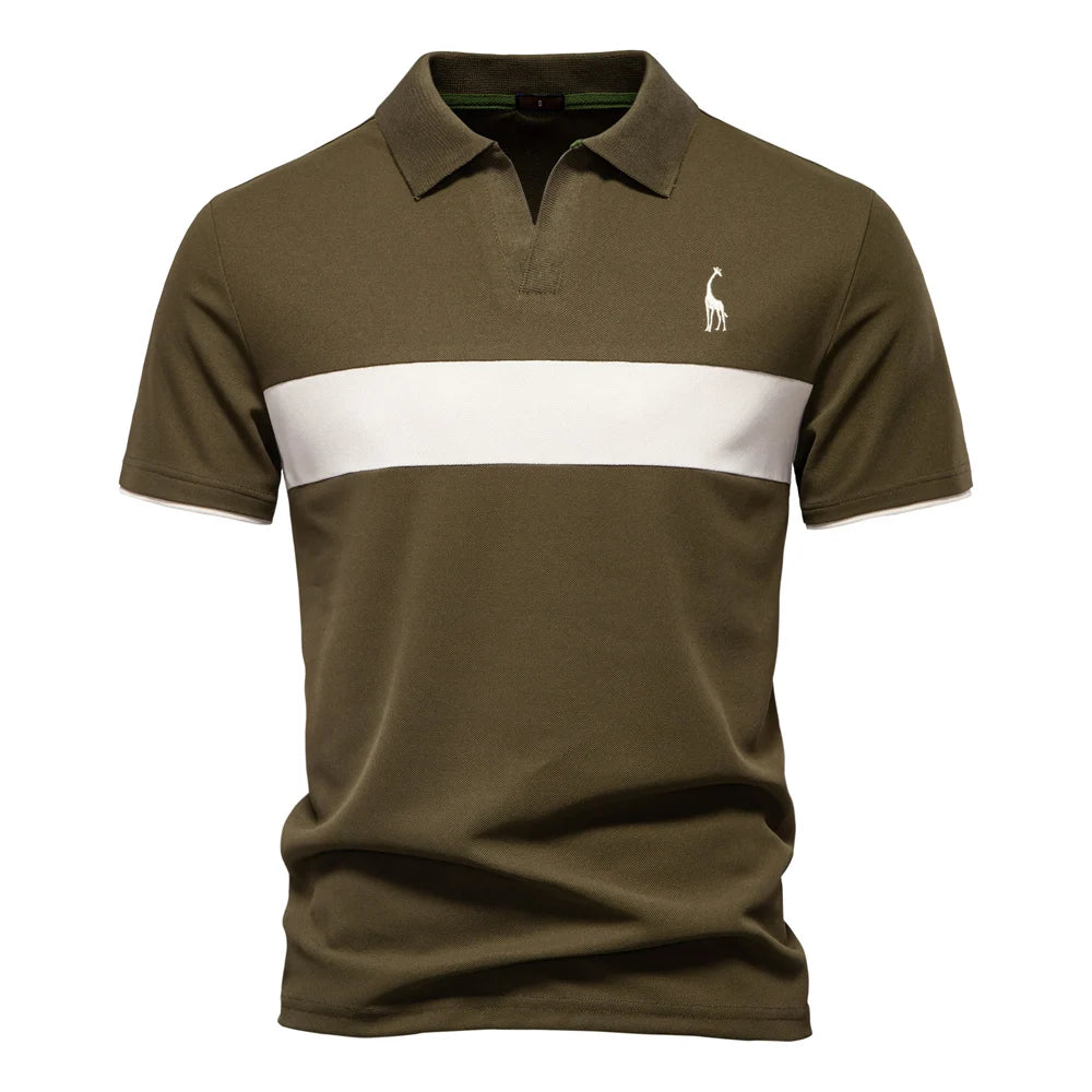 Men’s Short Sleeve Color-Block Polo Shirt