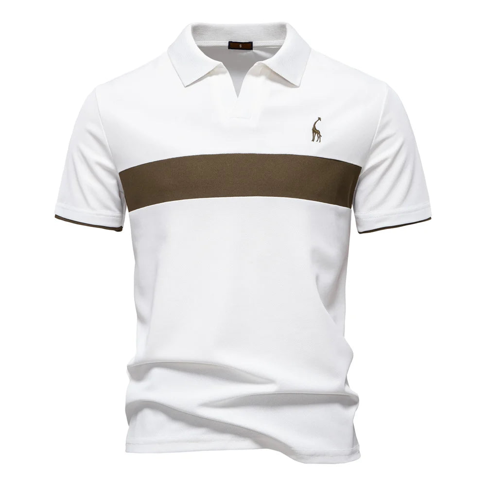 Men’s Short Sleeve Color-Block Polo Shirt