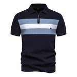 Men’s Short Sleeve Stripe Quarter-Zip Polo Shirt