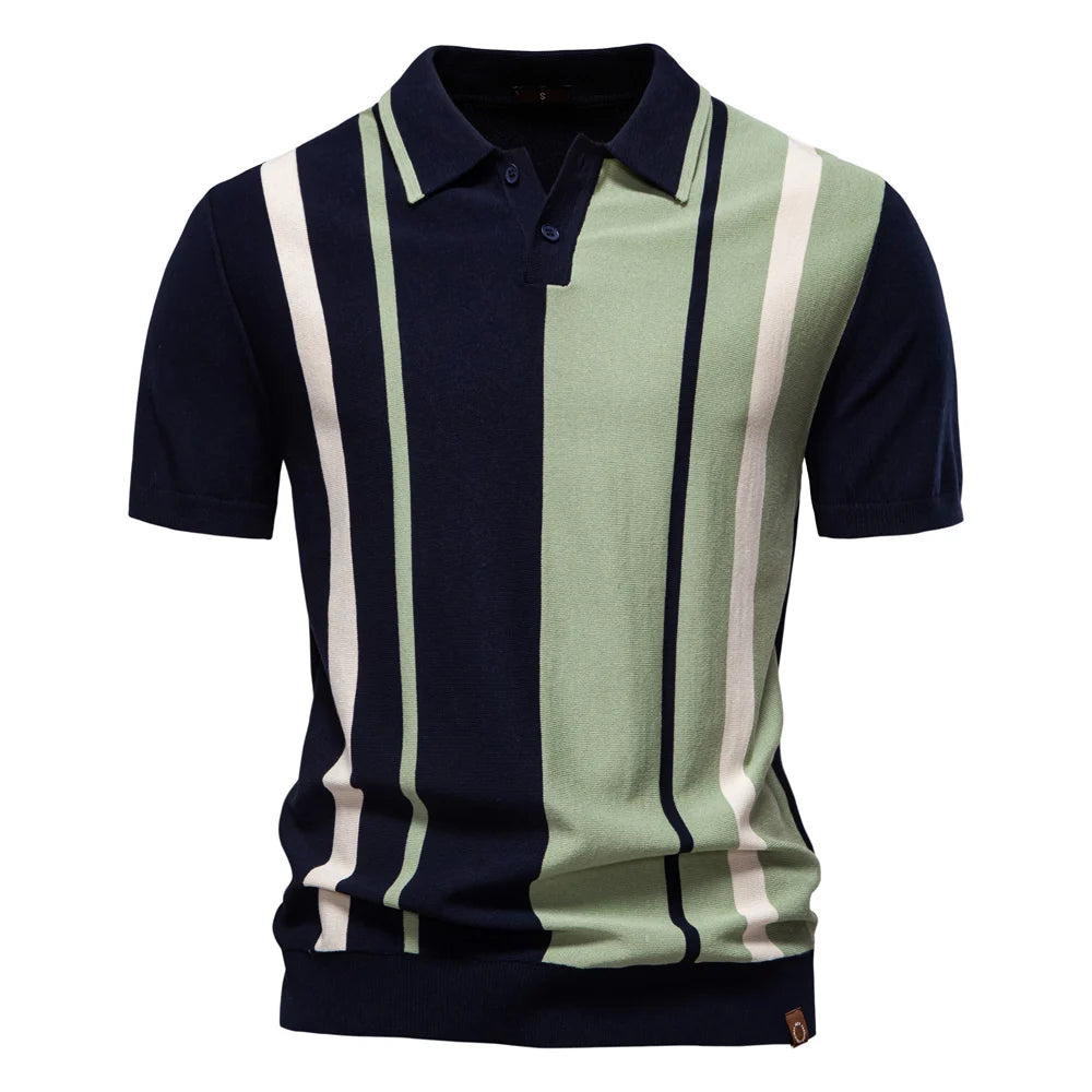 Men’s Short Sleeve Vertical Stripe Polo Shirt