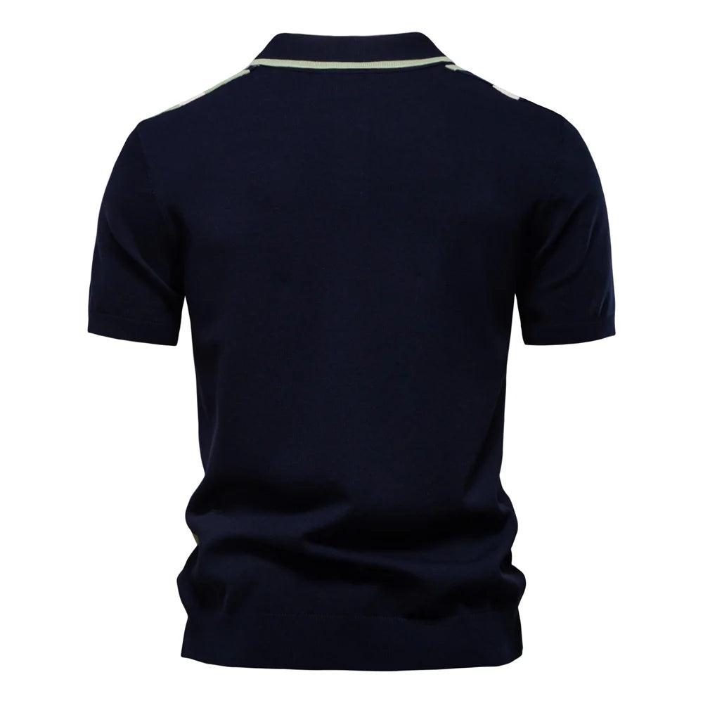 Men’s Short Sleeve Vertical Stripe Polo Shirt