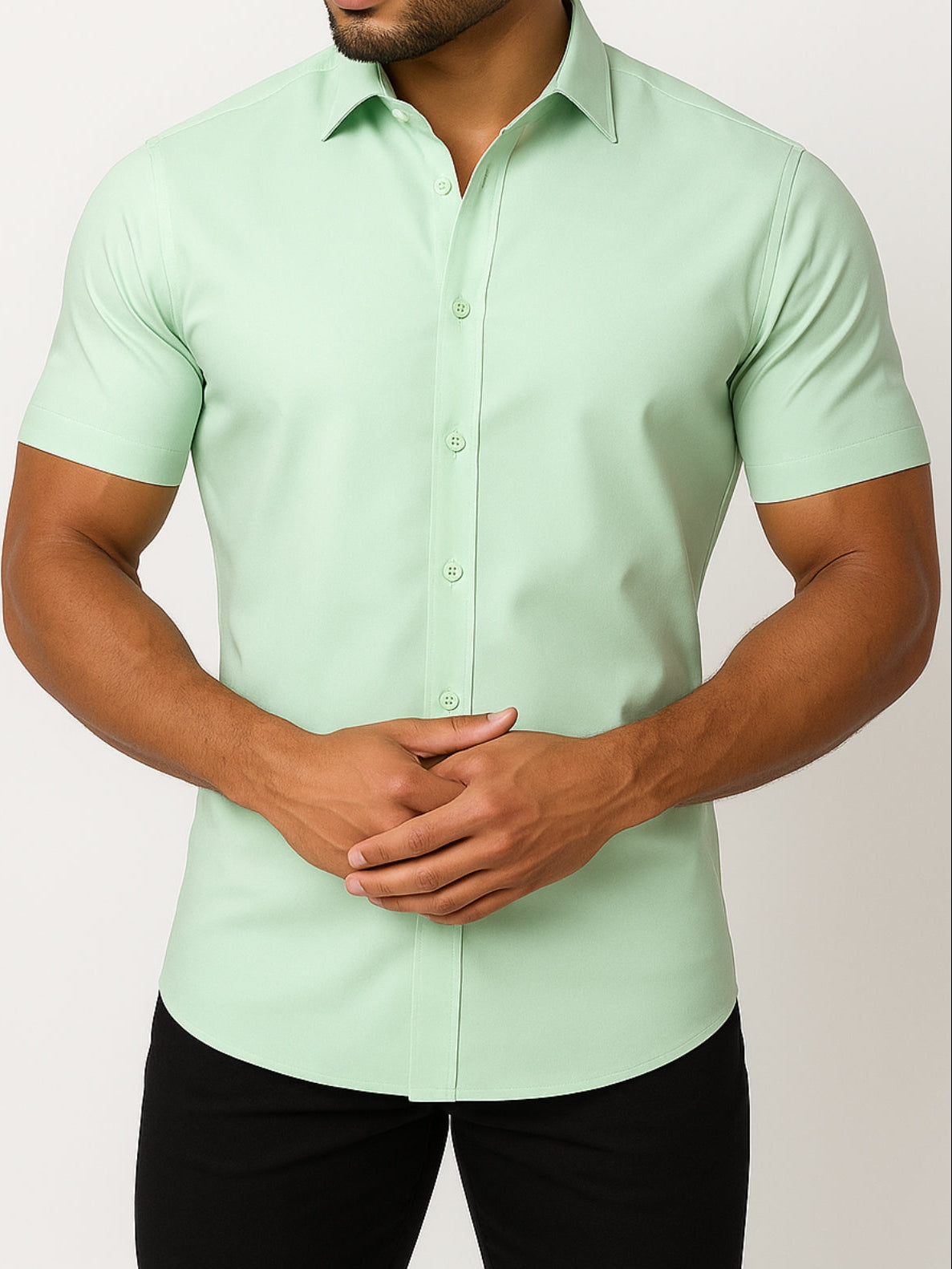 Men’s Button Down Short Sleeve Collared Casual Shirt