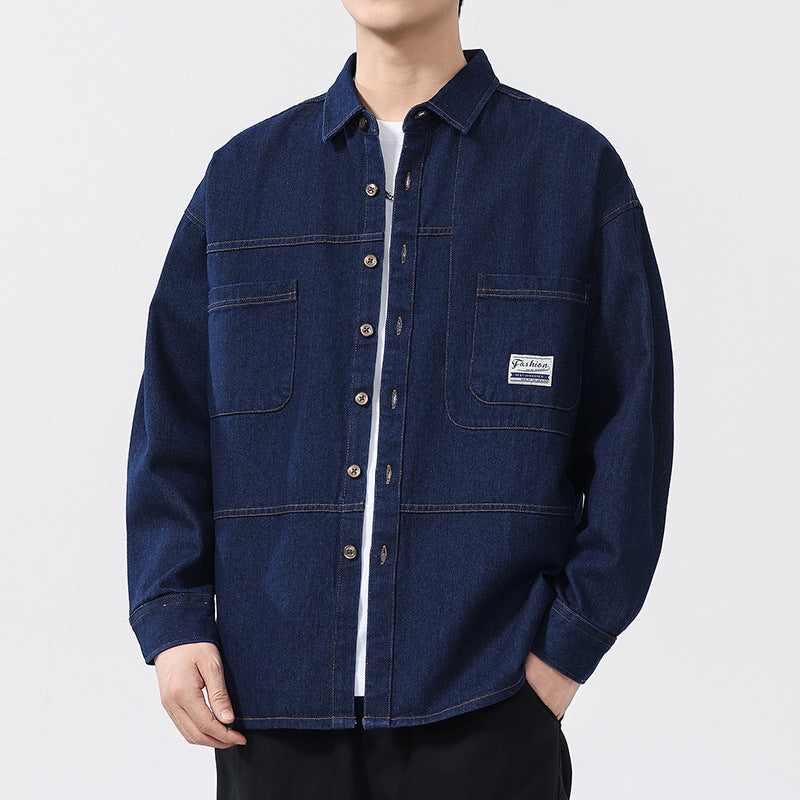 Men’s Button Front Chest Pocket Denim Shirt Jacket
