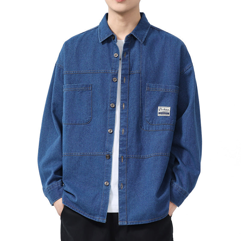 Men’s Button Front Chest Pocket Denim Shirt Jacket