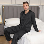 Men’s Button Front Long Sleeve 2 Piece Pajama Set