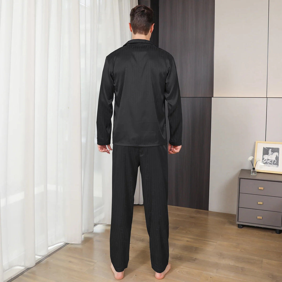 Men’s Button Front Long Sleeve 2 Piece Pajama Set
