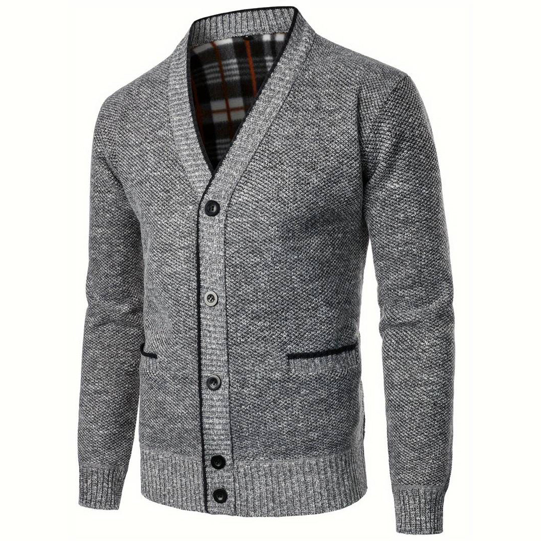 Men’s Button Front V-Neck Knit Cardigan
