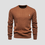 Men’s Cable Knit Crew Neck Long Sleeve Sweater