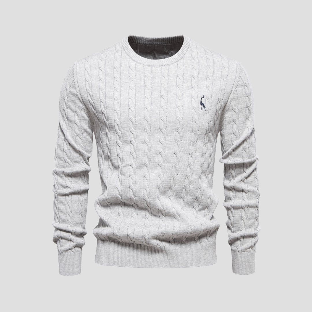 Men’s Cable Knit Crew Neck Long Sleeve Sweater