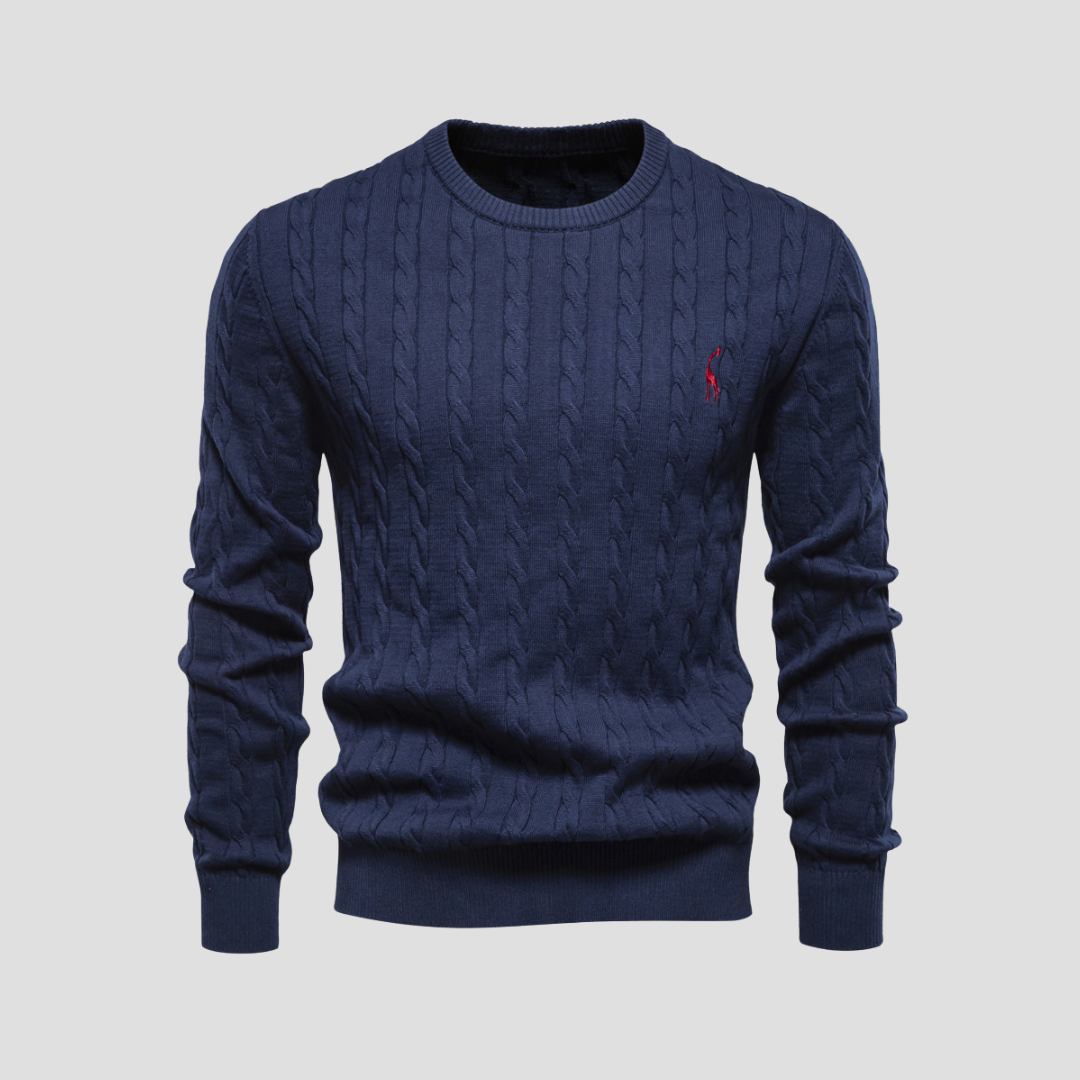 Men’s Cable Knit Crew Neck Long Sleeve Sweater