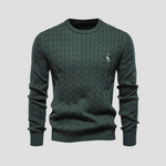 Men’s Cable Knit Crew Neck Long Sleeve Sweater