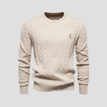 Men’s Cable Knit Crew Neck Long Sleeve Sweater