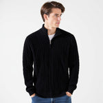 Men’s Cable Knit Quarter Zip Stand Collar Long Sleeve Sweater